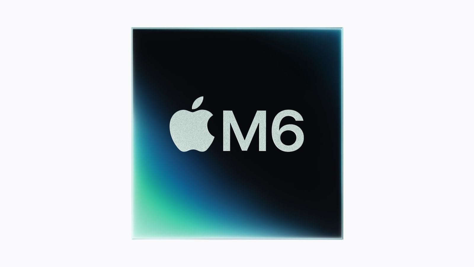 Logo čipu Apple M6 na modro-fialovom prechode