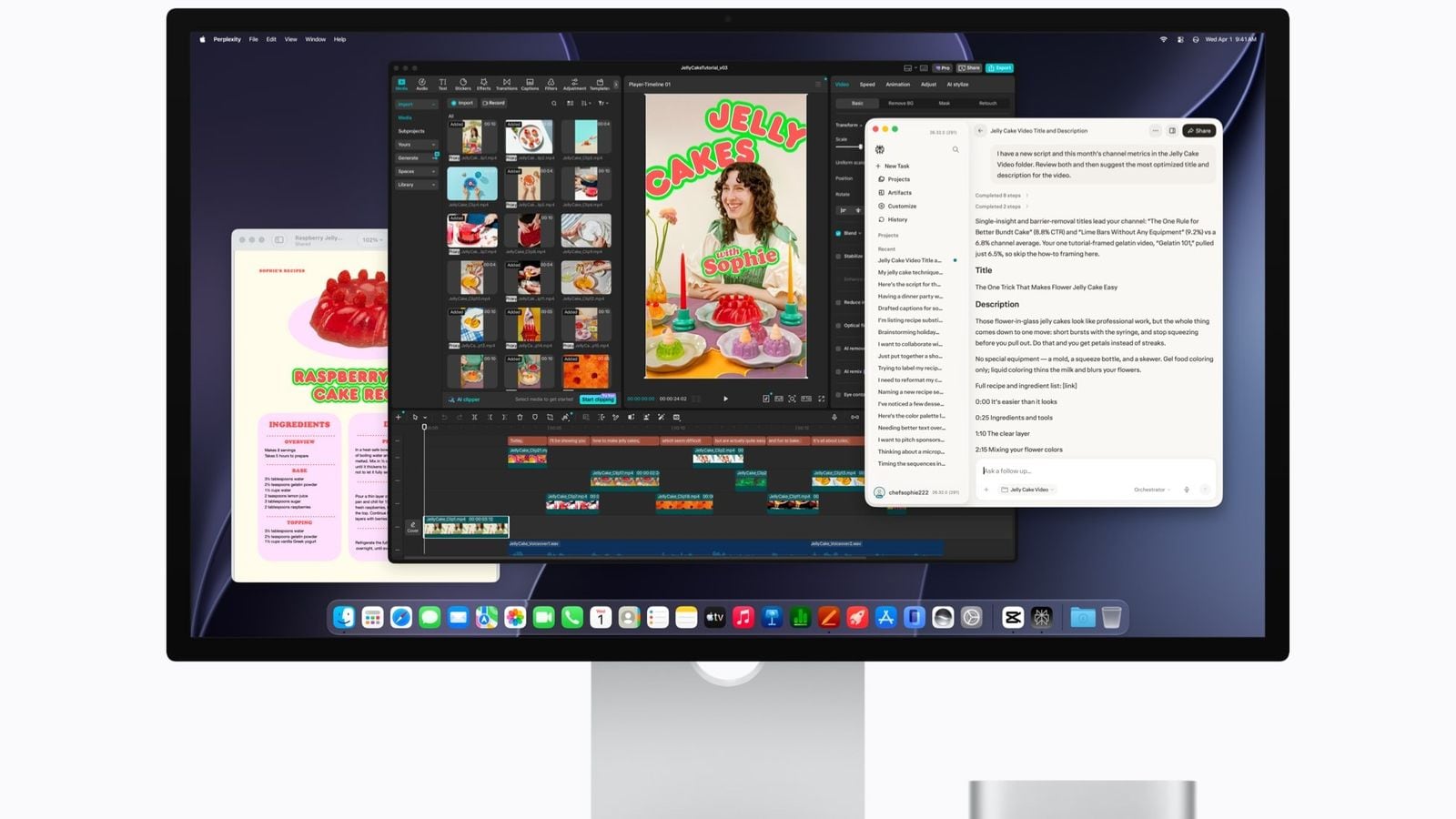 Mac mini s čipom M6 a displejom, na ktorom beží Perplexity
