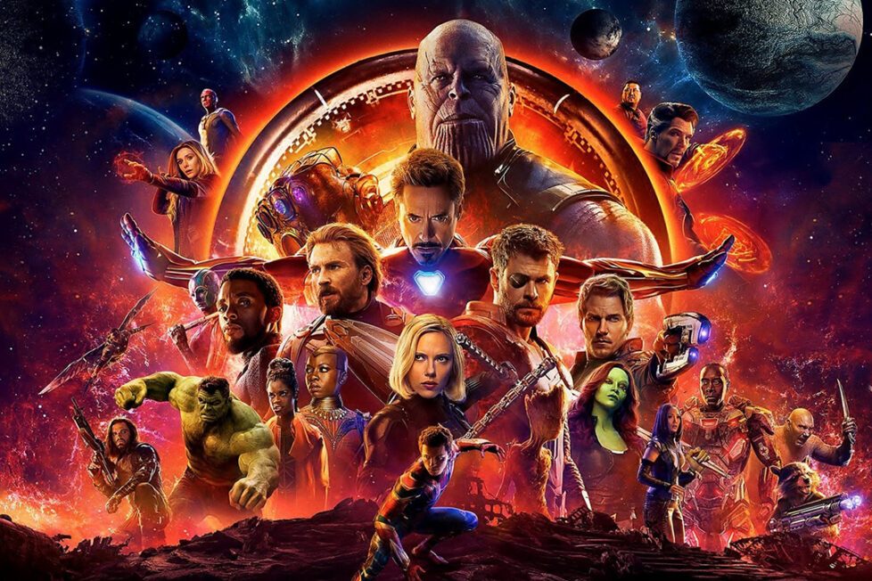 Plagát filmu Avengers: Infinity War s hrdinami Marvelu a Thanosom